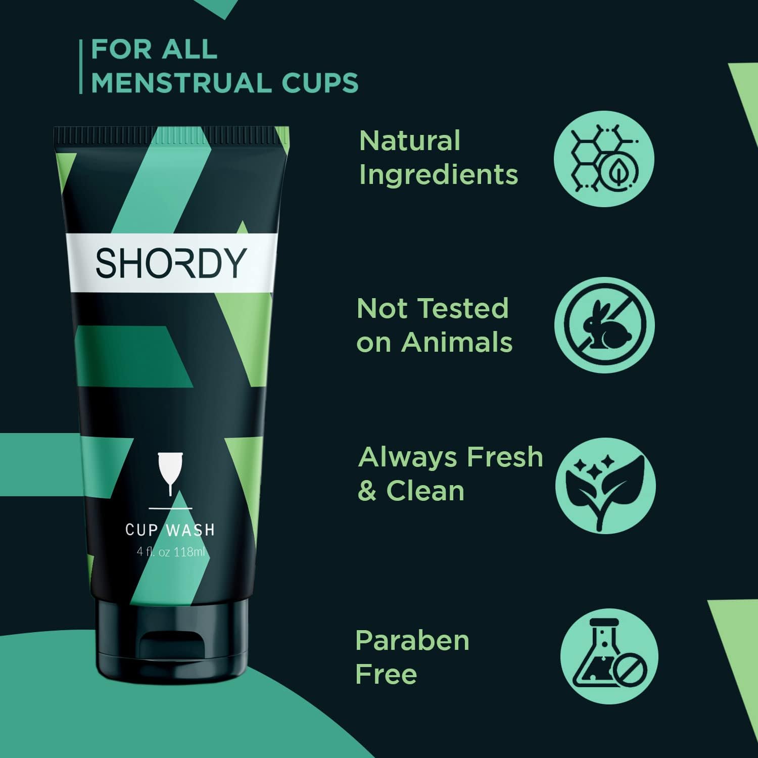 SHORDY Menstrual Cup Wash & Cleaner - pH-Balanced, Unscented Feminine Cleanser for Period Cups & Discs | Natural Silicone Soap,