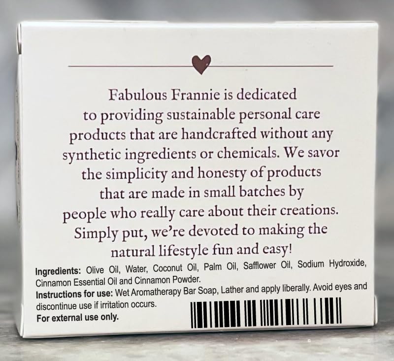 Fabulous Frannie Cinnamon Essential Oil Herbal Soap Gift Set each made with Cinnamon Pure Essential Oil 4 Ounce (Pack of 2)