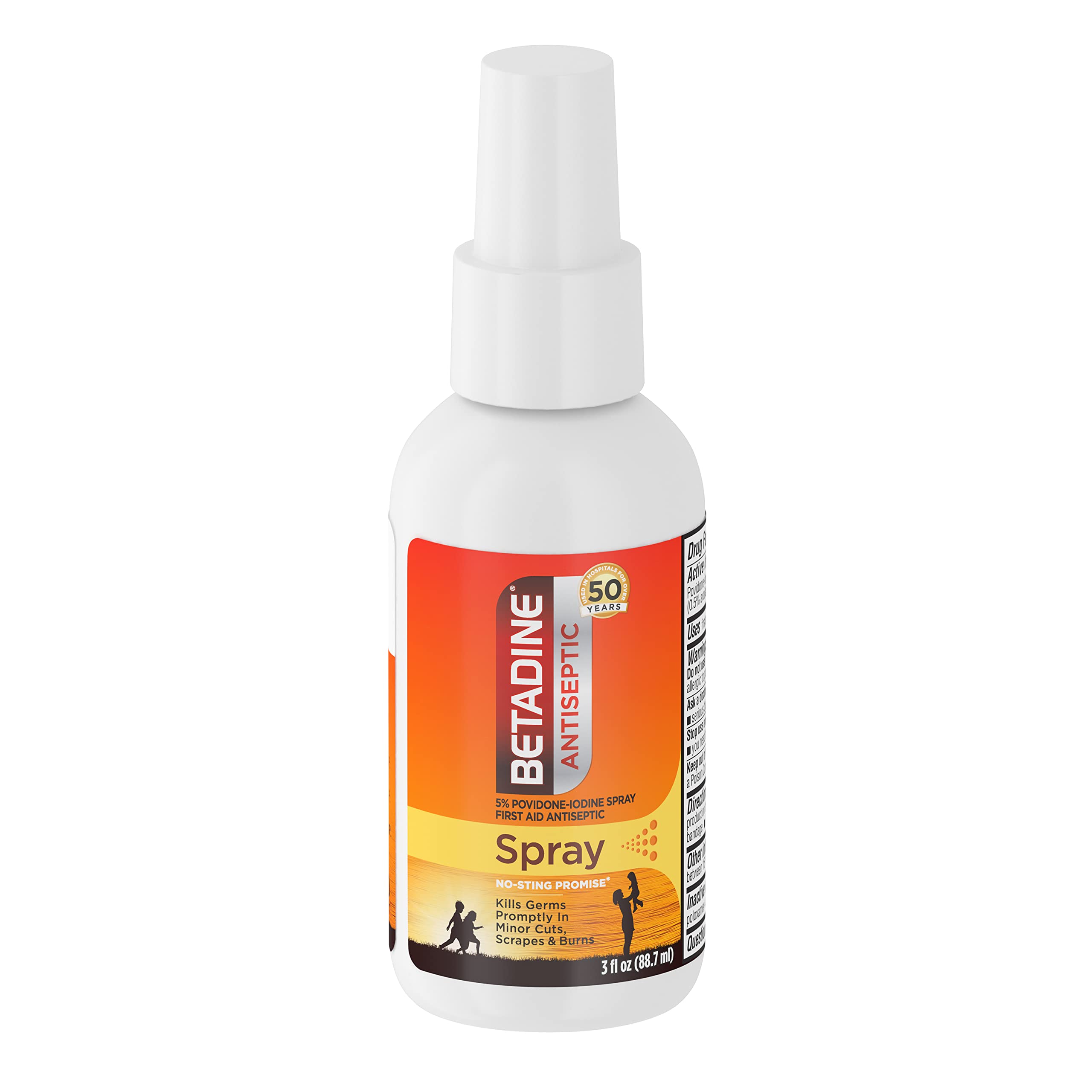 Betadine Antiseptic First Aid Spray, Povidone-iodine 5%, Infection Protection, Kills Germs In Minor Cuts Scrapes And Burns, No S