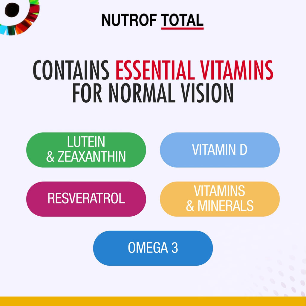 Nutrof Total Capsules - Eye Health Supplement with Lutein, Zeaxanthin, Omega 3, and Antioxidants | Essential Nutrients for Optim