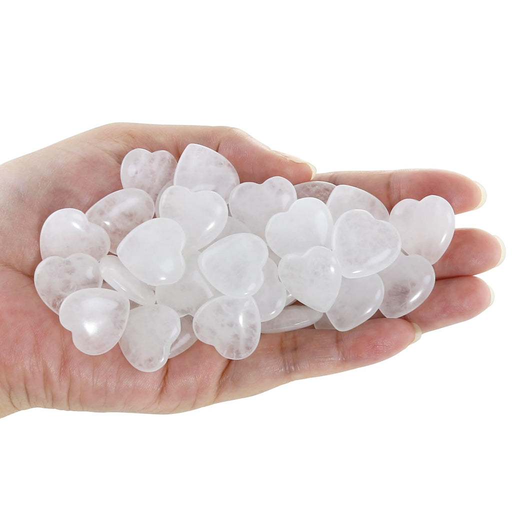 Nvzi Tumbled Polished Natural Quartz Crystals Heart Stones, Crystals and Healing Stones Quartz Bulk for Wicca, Reiki, Healing En