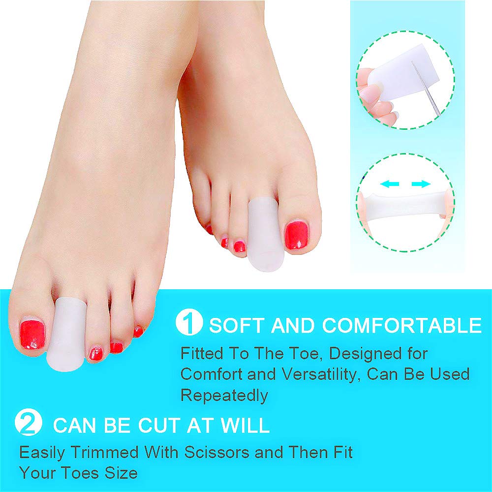 Povihome 10 Pack Toe Caps, Toe Sleeves, Toe Protectors - for Middle Toe Blisters, Corns, Injured Toenails and Hammer Toe Protect