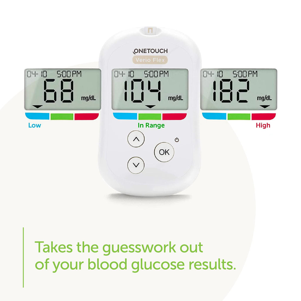 OneTouch Verio Flex Blood Glucose Meter | Glucose Monitor For Blood Sugar Test Kit | Includes Blood Glucose Monitor, Lancing Dev