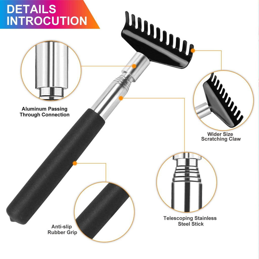 Oversized Back Scratcher Gift Set, 2 Pack, Upgraded Metal Stainless Steel Telescoping Back Scratcher Tool with Canvas Carrying B