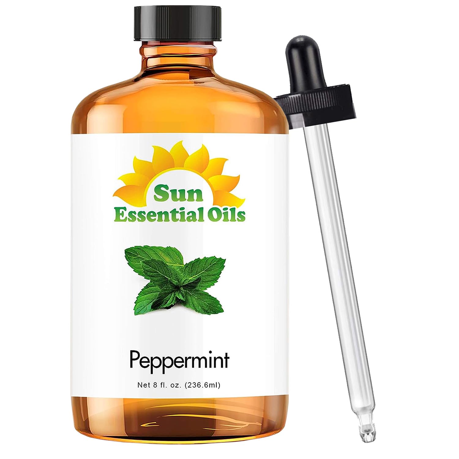 Sun Essential Oils 8oz - Peppermint Essential Oil - 8 Fluid Ounces - Aromatherapy Essential Oils - Peppermint Essential Oil for 