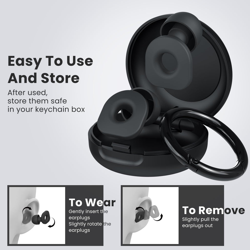LOETRUY 2 Pairs of Earplugs for Sleeping,Reusable Hearing Protection Earplugs with 8 Pairs Ear Tips & One Connector Cord,Soft Ea