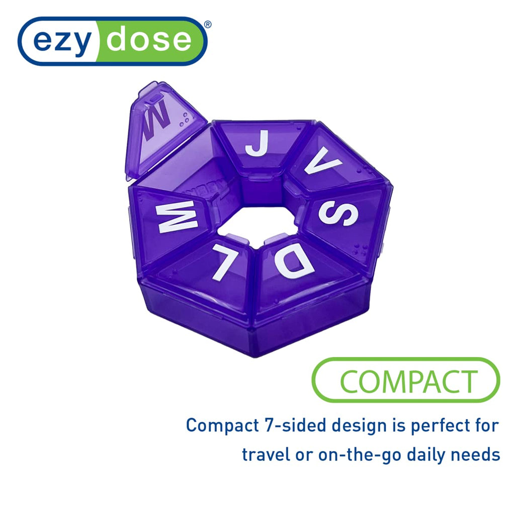 EZY DOSE One-Day-at-A-Time Weekly Travel Pill Planner, Medium, Spanish Text, Color May Vary