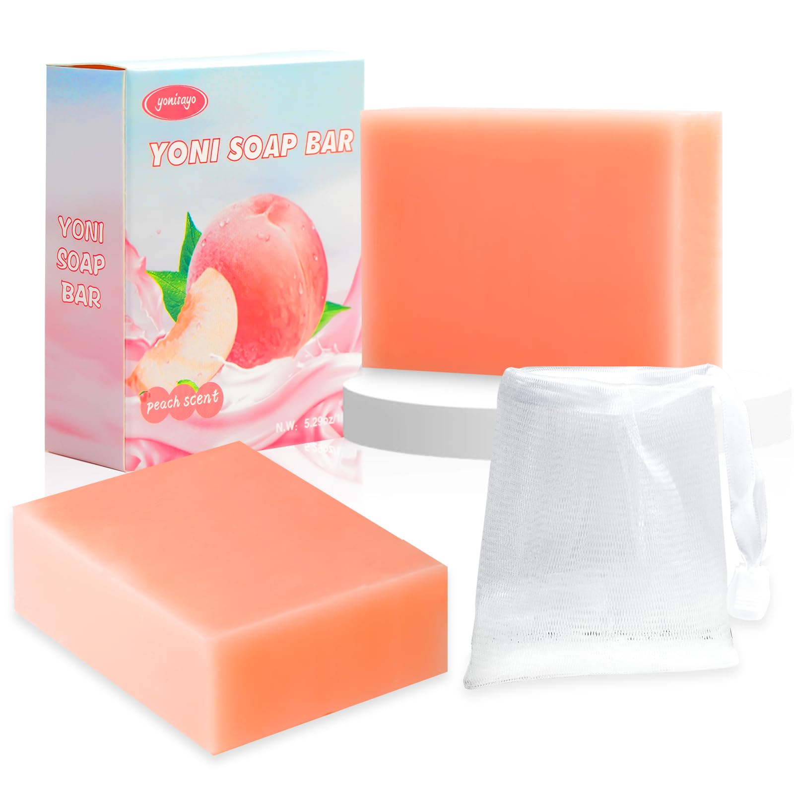 2 PCS Big Yoni Bar Soap, 2 * 5.29oz Organic Yoni Wash Yoni Soap Bar for Women Ph Balance Feminine Wash, Natural Vaginal Body Bat