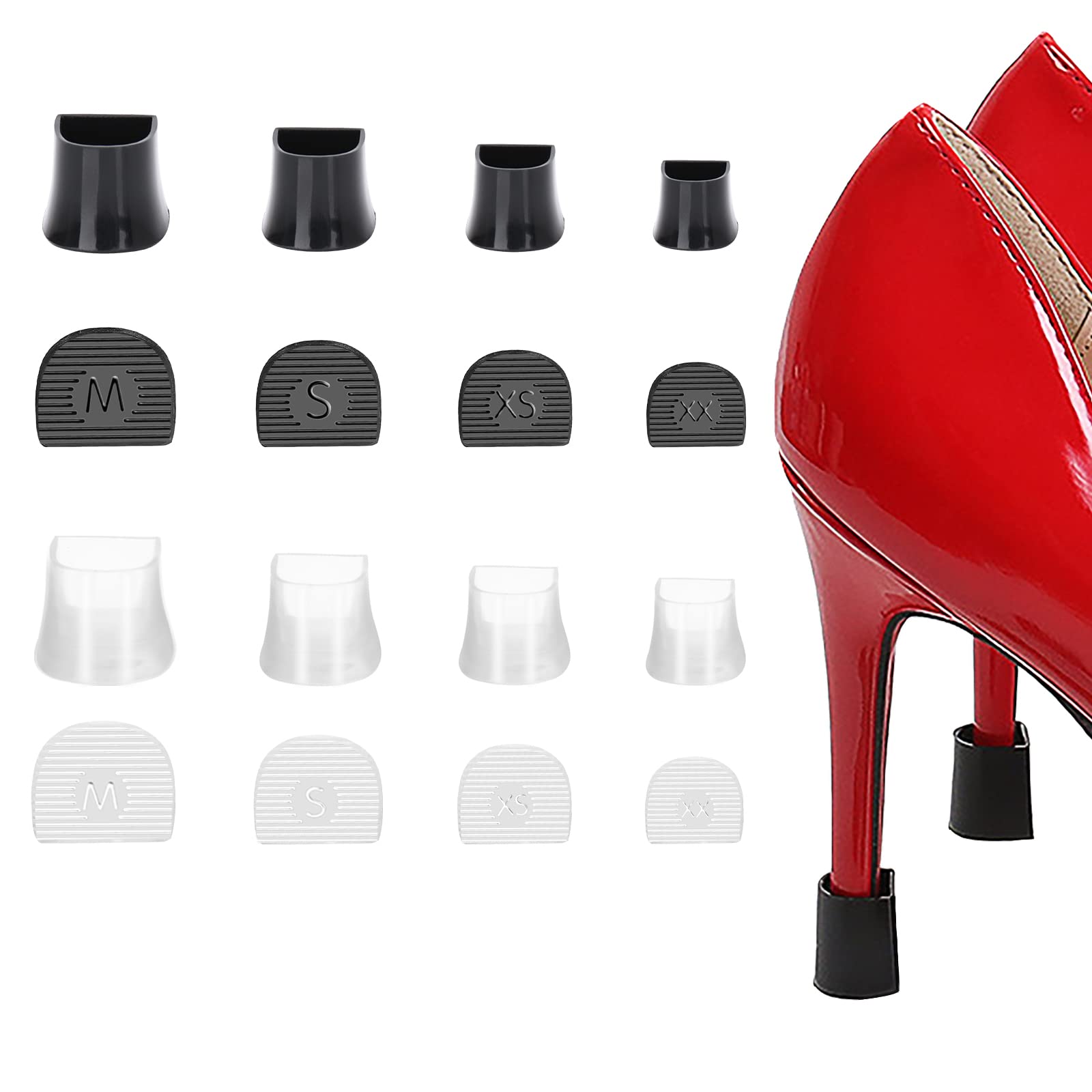 SooGree High Heel Cap Protectors & Heel Repair Caps Covers (8 Pairs U Type) for High Heel Shoes Women,Anti-Slip and Protecting f