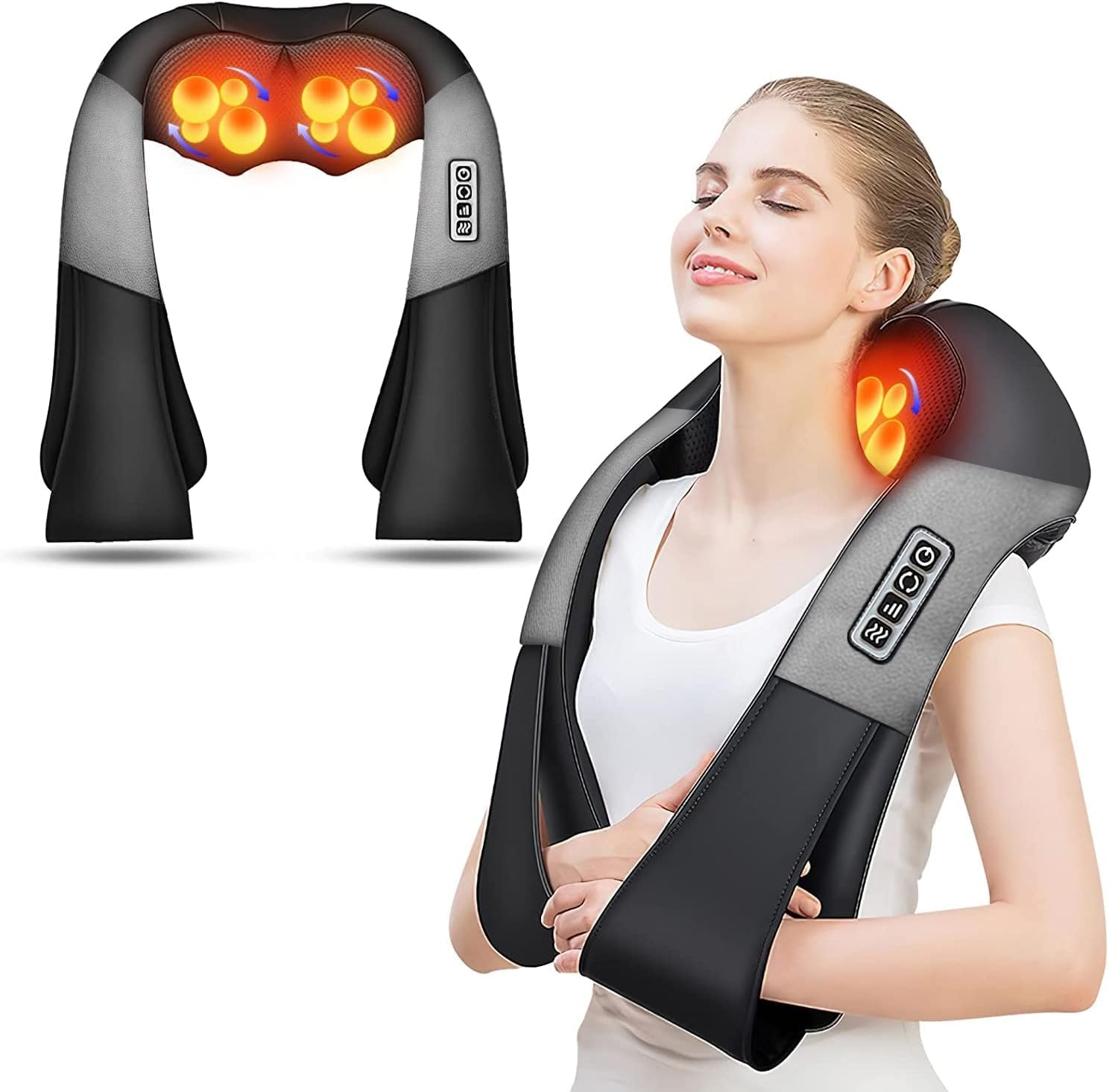 AERLANG Shiatsu Back and Neck Massager, Back Massager Deep Tissue Kneading Neck and Shoulder Massage with Heat, Electric Massage