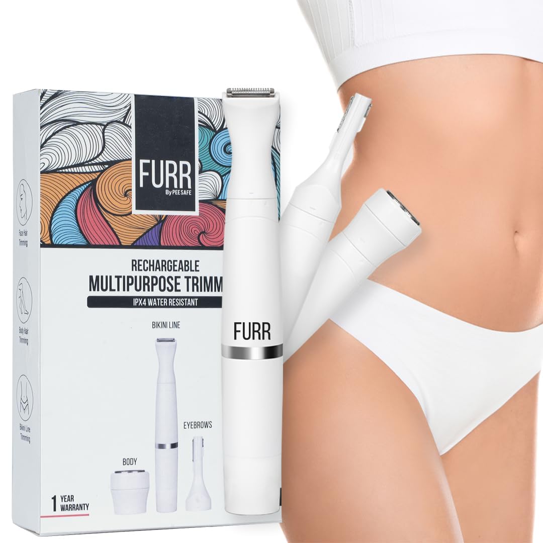 Furr 6In1 Multipurpose Trimmer & Shaver With 1 Year Warranty | For Eyebrows, Underarms, Legs & Bikini Line | Water Resistant &