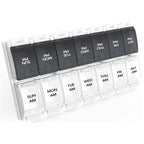 Sukuos AM PM Weekly 7 Day Pill Organizer, 2 Times A Day Pill Box with Arthritis Friendly Push Button, Medicine Cases for Vitamin