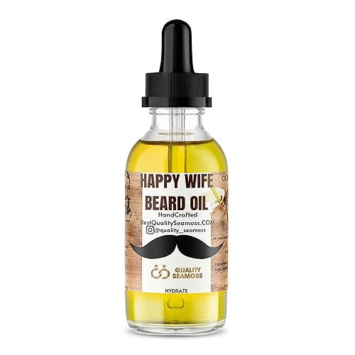 Happy Wife Beard Oil, Minty Tingle Beard Oil for Men, Beard Softener w/Sandalwood, Argan, Jojoba, Mint, Tea Tree Oil, Cucumber &