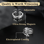 Vicmag Copper Magnetic Ring for Women, Copper Ring Ladies Fingers Thumb Jewelry Gift Adjustable (Love+Leave Silver)