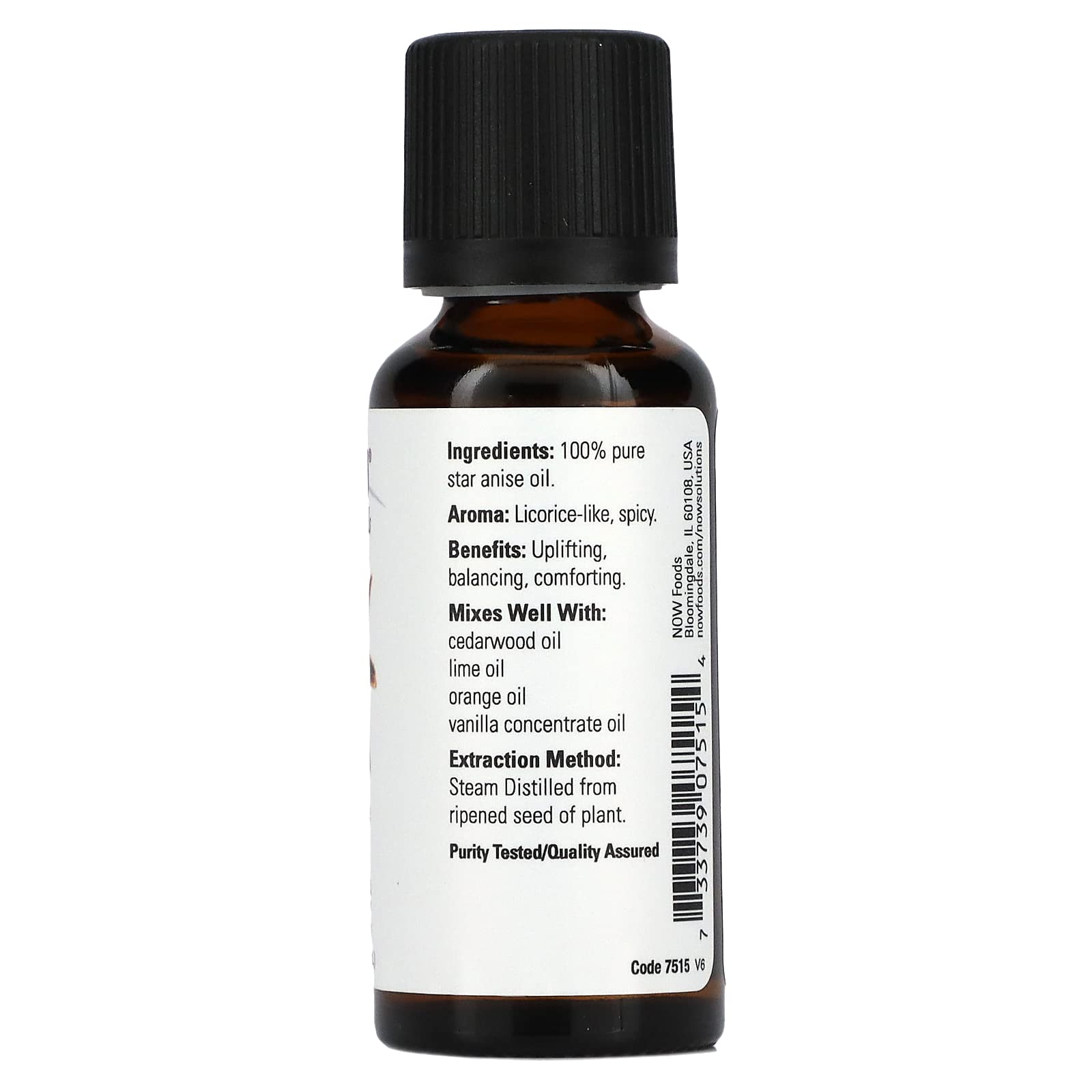 NOW Essential Oils, Anise Oil, Balancing Aromatherapy Scent, Steam Distilled, 100% Pure, Vegan, Child Resistant Cap, 1-Ounce