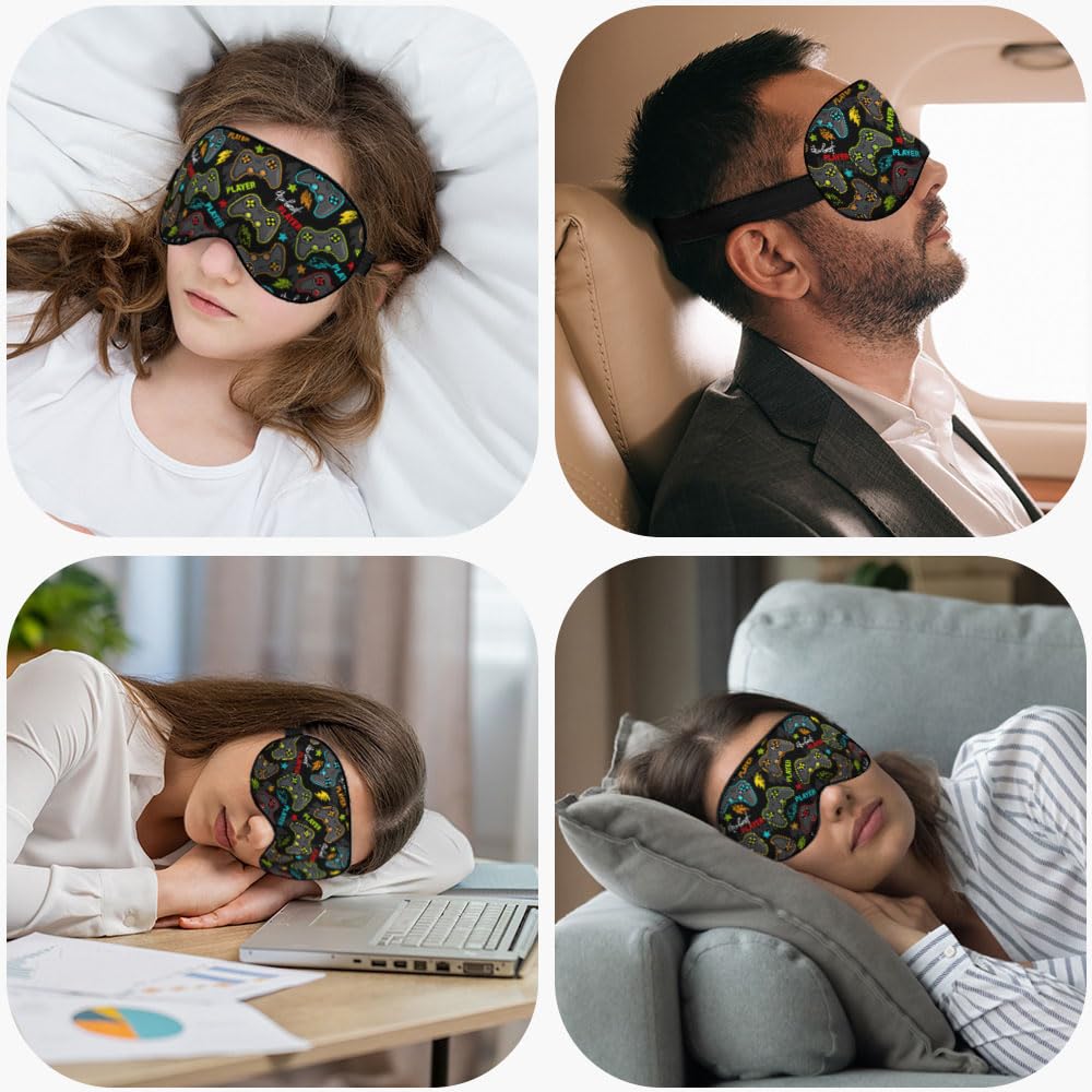 NOHSHE Gamepad Silk Eye Mask Sleep Mask Gamer Controller Joystick Best Player Eye Mask with Adjustable Strap Lightweight for Wom