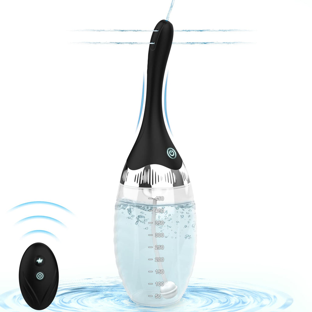 Automatic Electric Enema Bulb with 3 Speeds, Silicone Enema Anal Douche Cleaner for Men Women Colon Cleansing, Remote Control Re