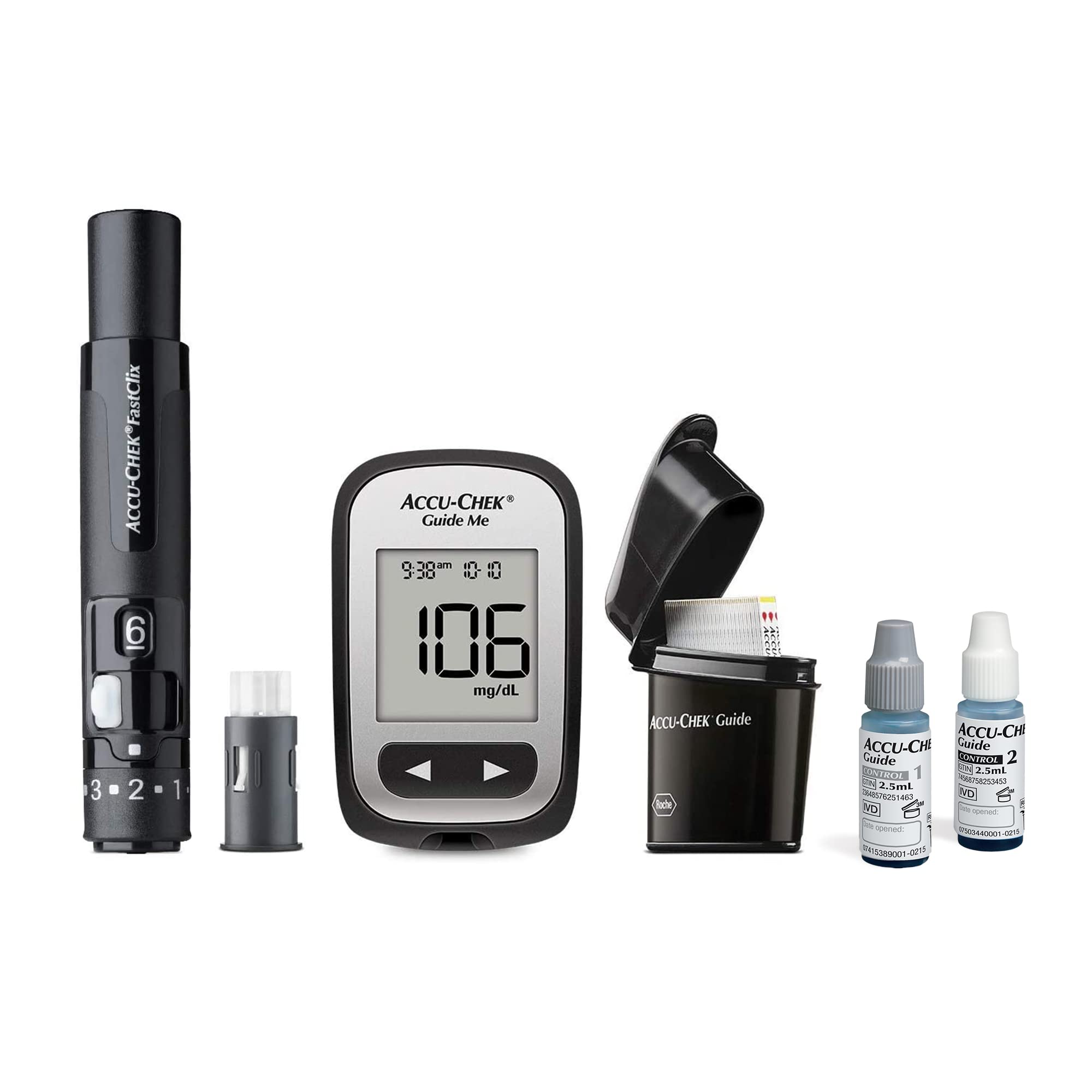 Accu-Chek FastClix Glucose Monitor Kit for Diabetic Blood Sugar Testing: Guide Me Meter, FastClix Lancing Device & 108 Lancets, 