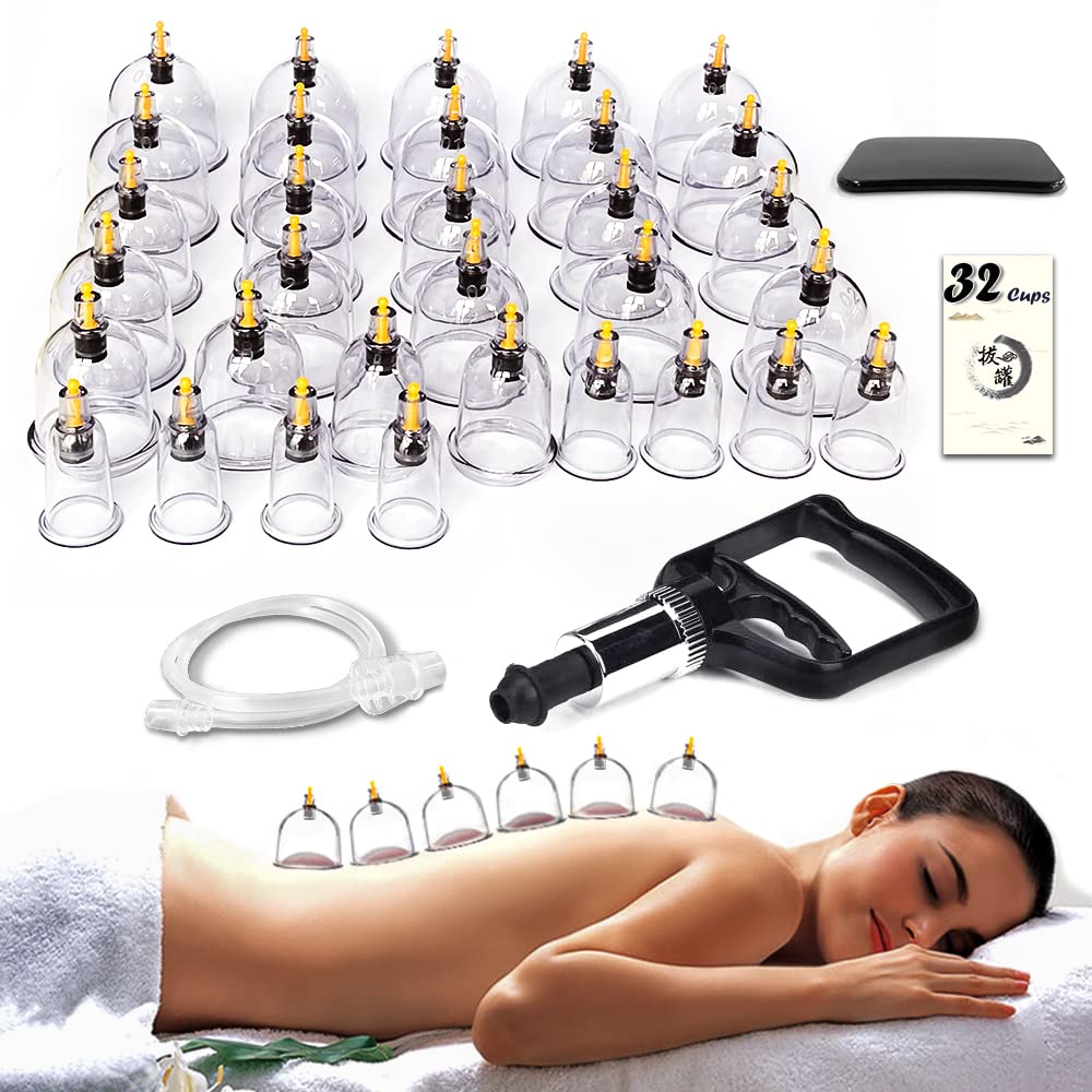 Cupping Therapy Set,32 Therapy Cups Cupping Set with Pump, Professional Chinese Acupoint Cupping Therapy Sets Hijama for Cupping