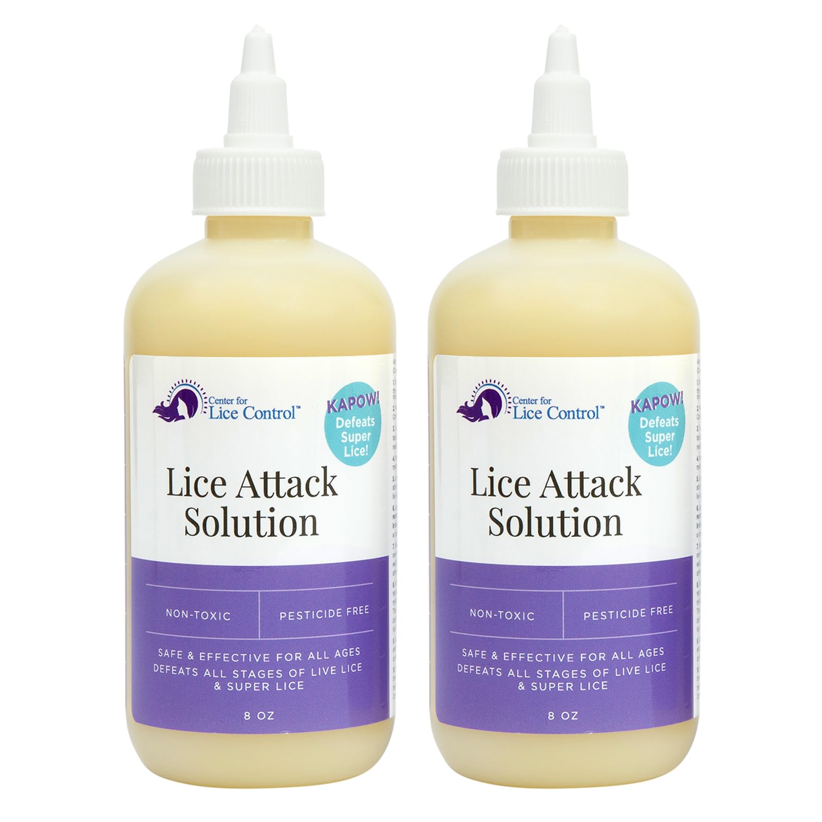 Kapow 8oz Head Lice Shampoo - 2-Pack, Kills Lice & Eggs, Strong Yet Gentle, Fast Results, Pleasant Scent, Non-Toxic, Safe for Se