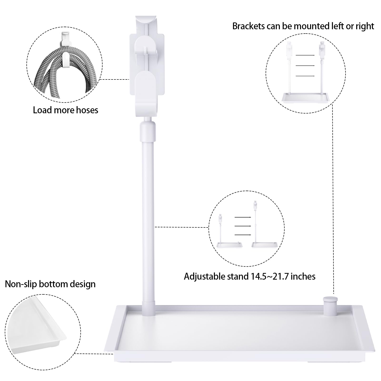 Aifeedi CPAP Protector Mat - CPAP Hose Holder Bedside Organizer - CPAP Hose Hanger with Retractable Hook for CPAP Mask & Tube,Ke