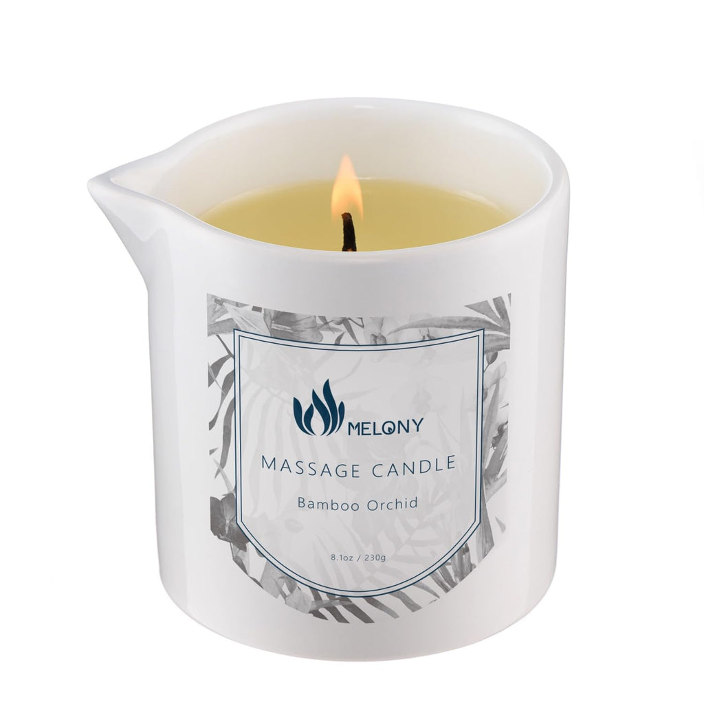 MELONY Massage Candle Oil, Moisturizing, Body Oil Candle, Natural Soybeans, 8.1 oz, Bamboo Orchid