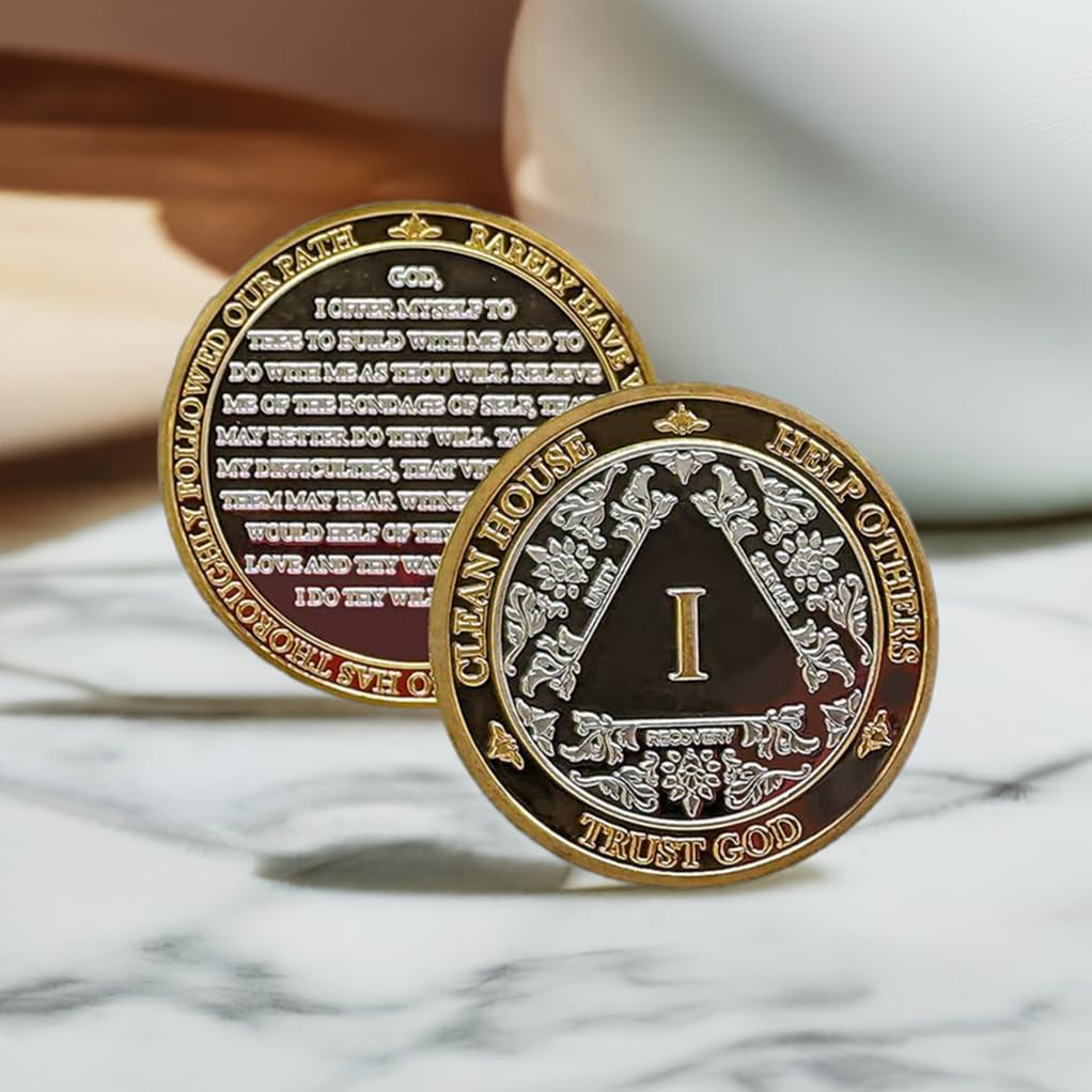 Silver & Gold 1-50 Years Alcoholics Anonymous Medallion AA Coin Capsule Included