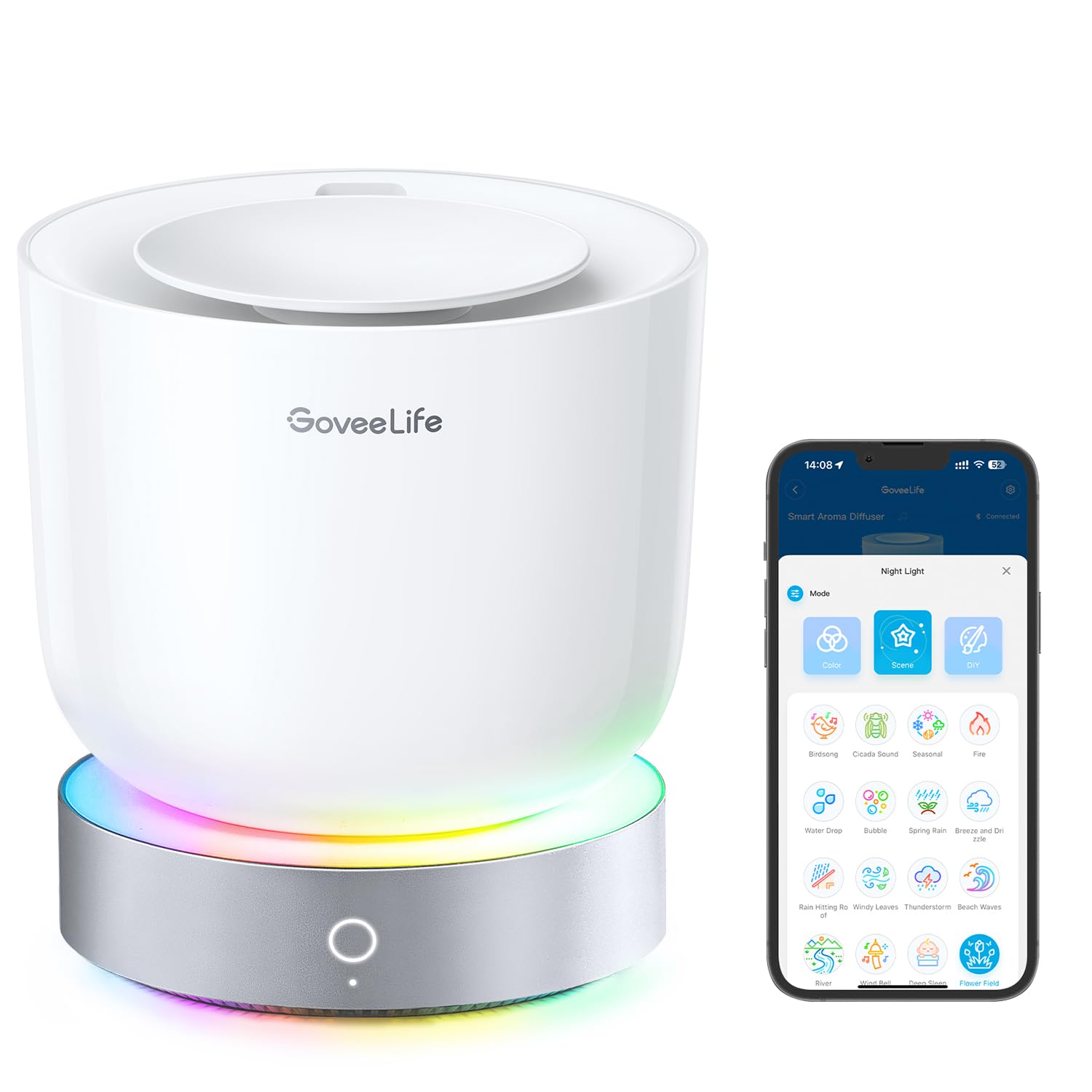 GoveeLife Smart Essential Oils Diffuser with Alexa App Control Room Decor for Bathroom Home Office Bedroom, 300ml Quiet Cool Mis
