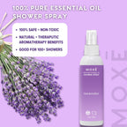 MOXE Shower Mist, Spa Steam Spray, Certified Natural Essential Oils, Aromatherapy, Tension Relief (Lavender, 4 Fl Oz (Pack of 1)