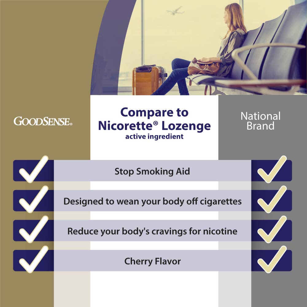 GoodSense Nicotine Lozenge 4 mg, Reduce Nicotine Cravings and Stop Smoking with a Nicotine Replacement Therapy, 108 Count