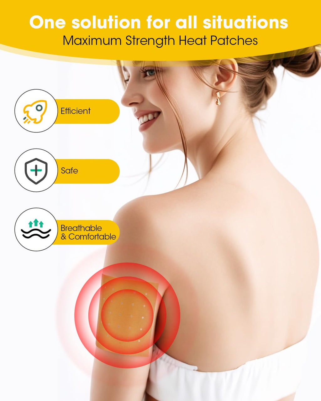 MQXUNMI Heat Patches, 60 Count Maximum Strength Muscle & Joint Soothing Patches, 24 Hours Long Lasting Fast Acting Joint Patches