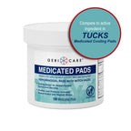GeriCare Medicated Cooling Pads with Witch Hazel. for Soothing Itch, Discomfort, and Burning, Pre-Moistened Pads Ideal for Sensi