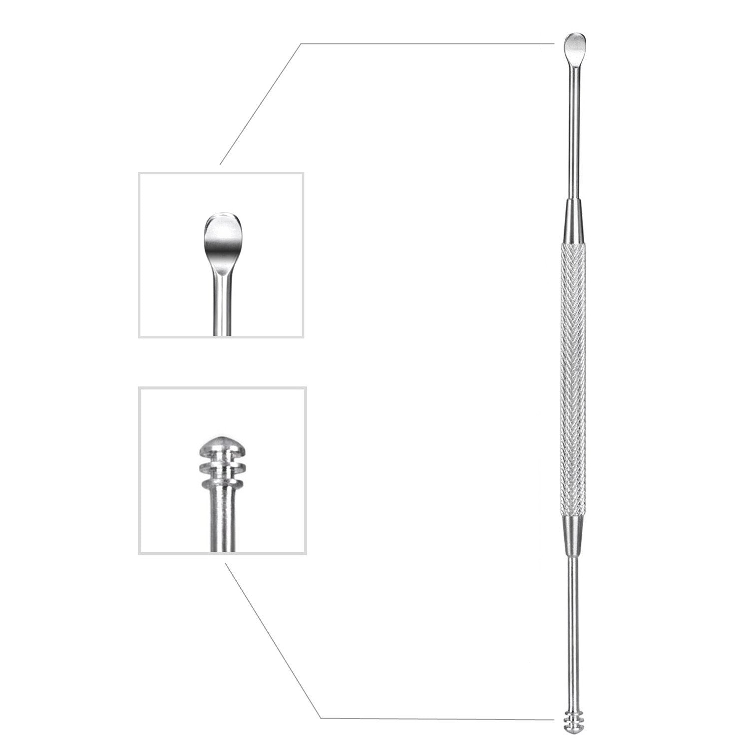 Steel Ear Pick Earwax Remover Spoon Ear Scraper Scratcher Earwax Cleaner with Storage Box, 304 Stainless