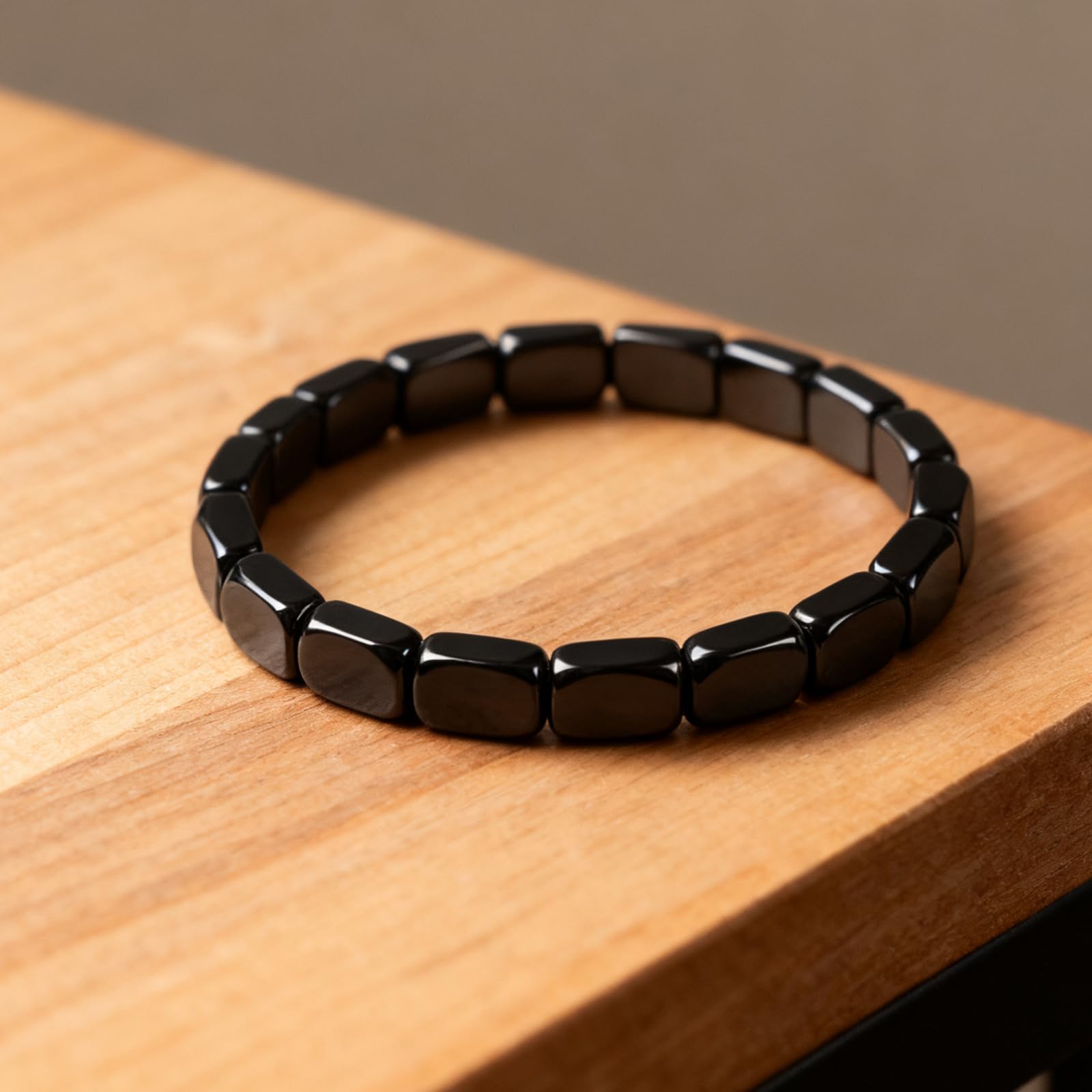 TACBSP Hematite Bracelet for Men Natural Stone Hematite Bracelet Black Stretch Beaded Bracelet Reclaim Your Confidence Male Ener