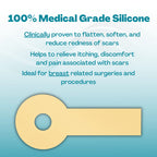 NewGel+ Advanced Silicone Scar Treatment Tape Lollypop Shaped, 1 mm thick for Post Breast Surgery Cosmetic Procedure, 2.875'' x