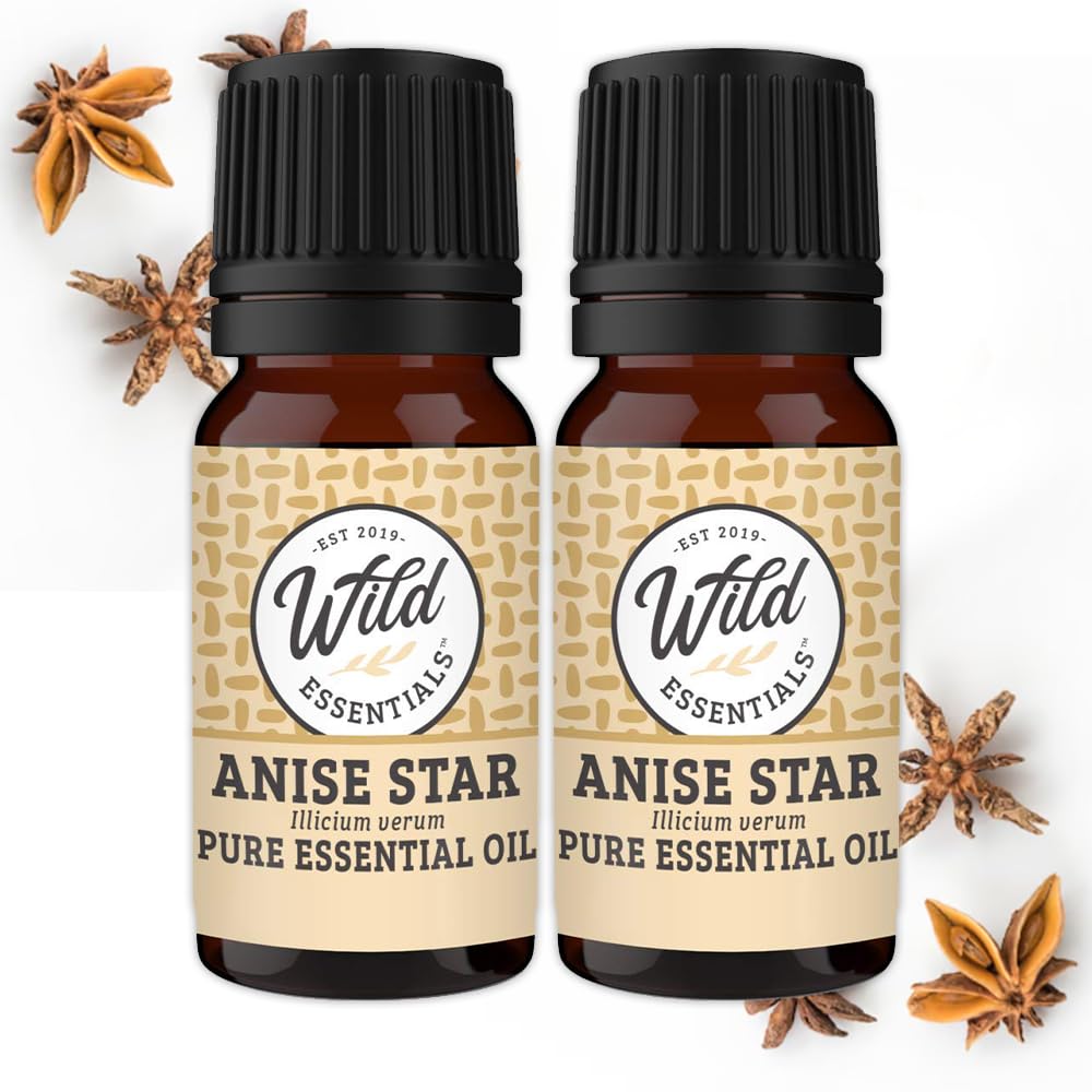 Wild Essentials Anise Star 100% Pure Essential Oil 2 Pack - 10ml, Therapeutic Grade, Made and Bottled in The USA