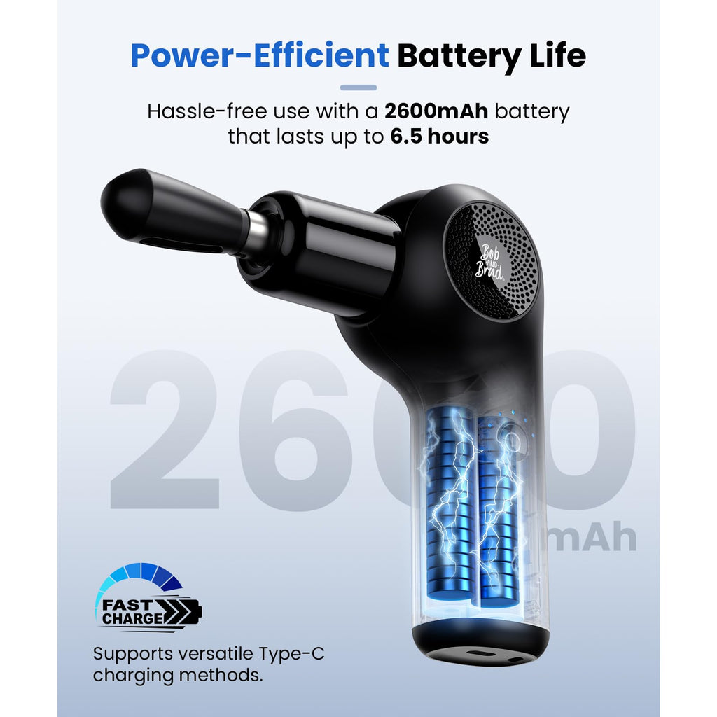 BOB AND BRAD D2 Mini Massage Gun with 6 Adjustable Angle, Small Deep Tissue Massage Gun, Travel Portable Percussion Muscle Massa