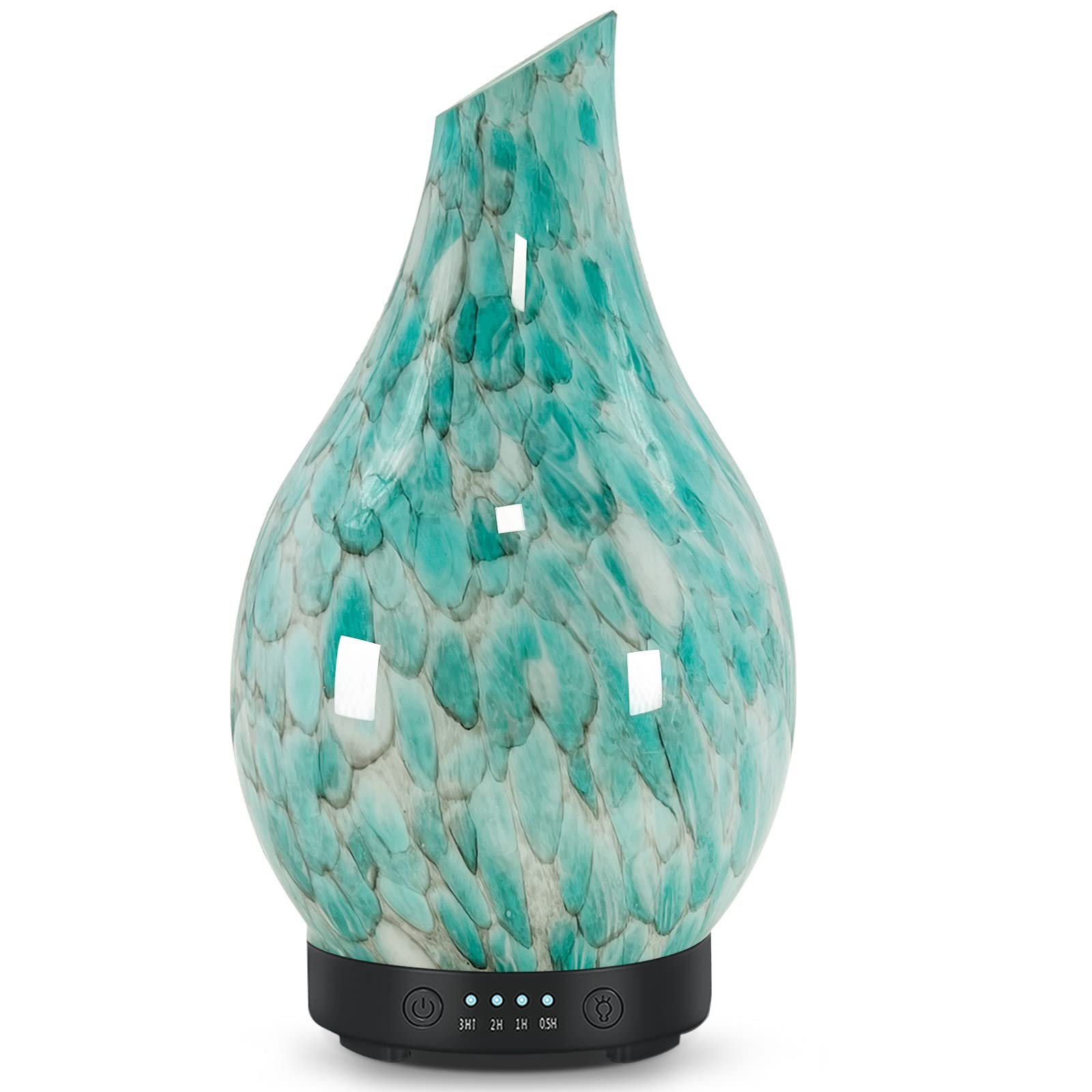 Essential Oil Diffuser 120ml Ultrasonic Aromatherapy Diffuser with Handmade Glass BPA Free, Auto Shut-Off 4 Timer Setting 7 Colo