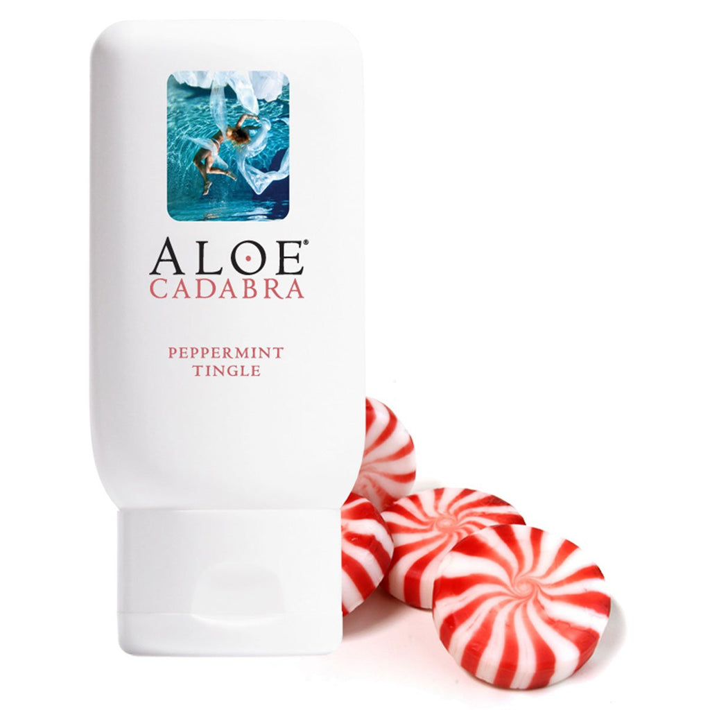 Aloe Cadabra Peppermint Flavored Lube, Natural Personal Lubricant Organic Edible for Her, for Him & Couples, 2.5oz