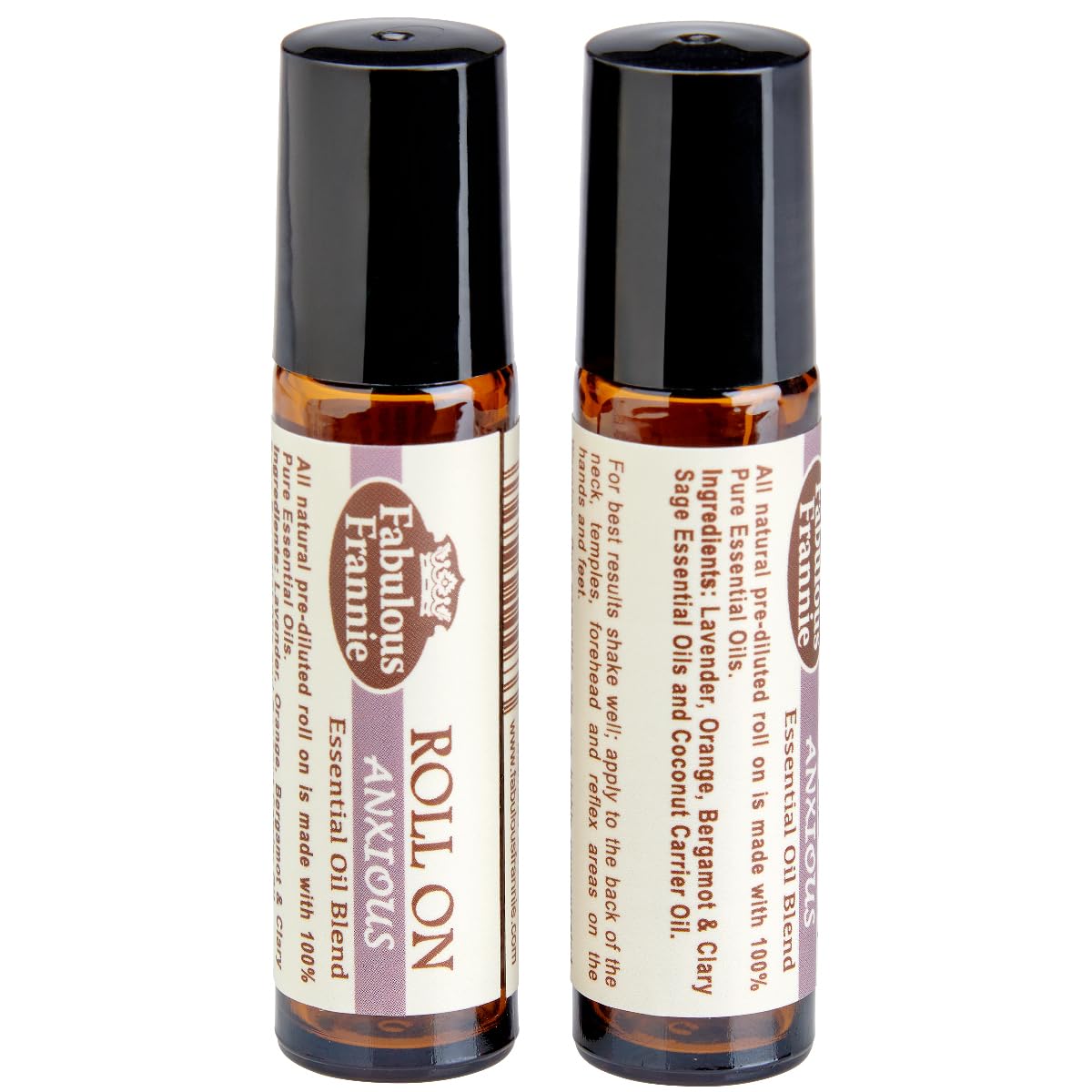 Fabulous Frannie Anxious 10ml Roll-On Pre-Diluted Made with Pure Essential Oils (Lavender, Bitter Orange, Bergamot and Clary Sag