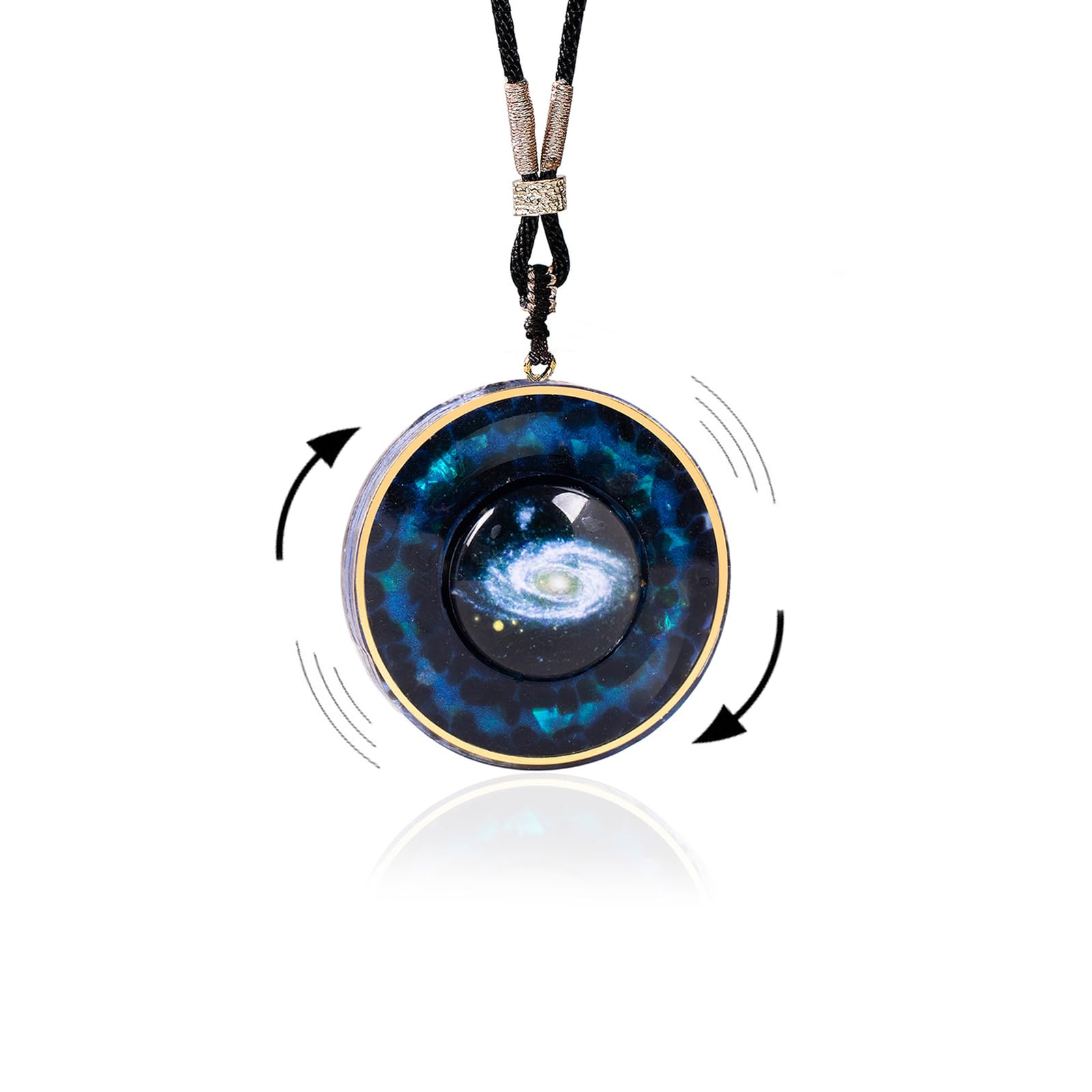 Day Day Up Nebula Pendant Necklace Resin And Crystal Planet Jewelry, Healing Necklace With Lapis Lazuli Adjustable Chain for Men