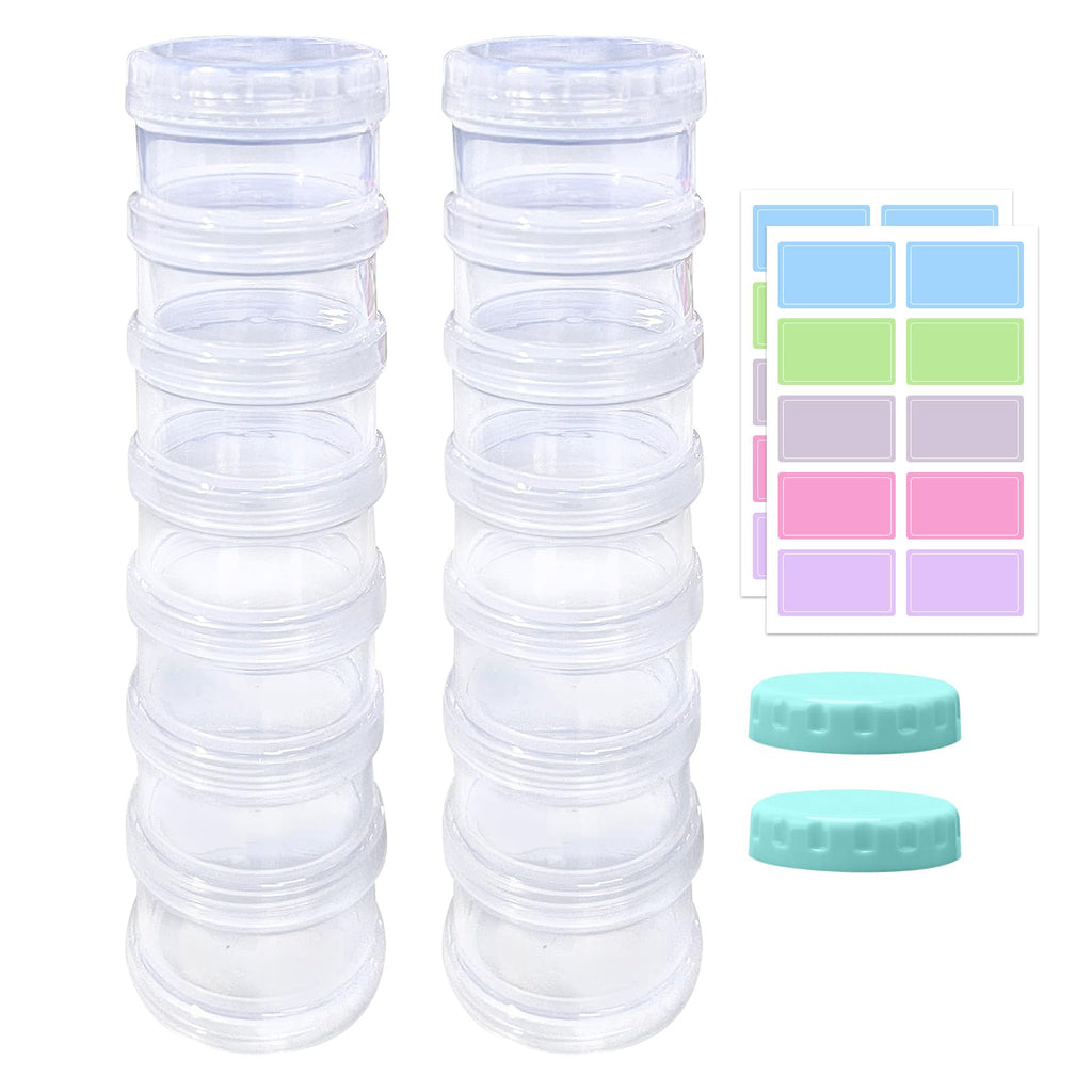 2 Pack 7 Day Pill Organizer Case Stackable Weekly Supplements Vitamins Pills Holder Dispenser Large Translucent Clear with Extra