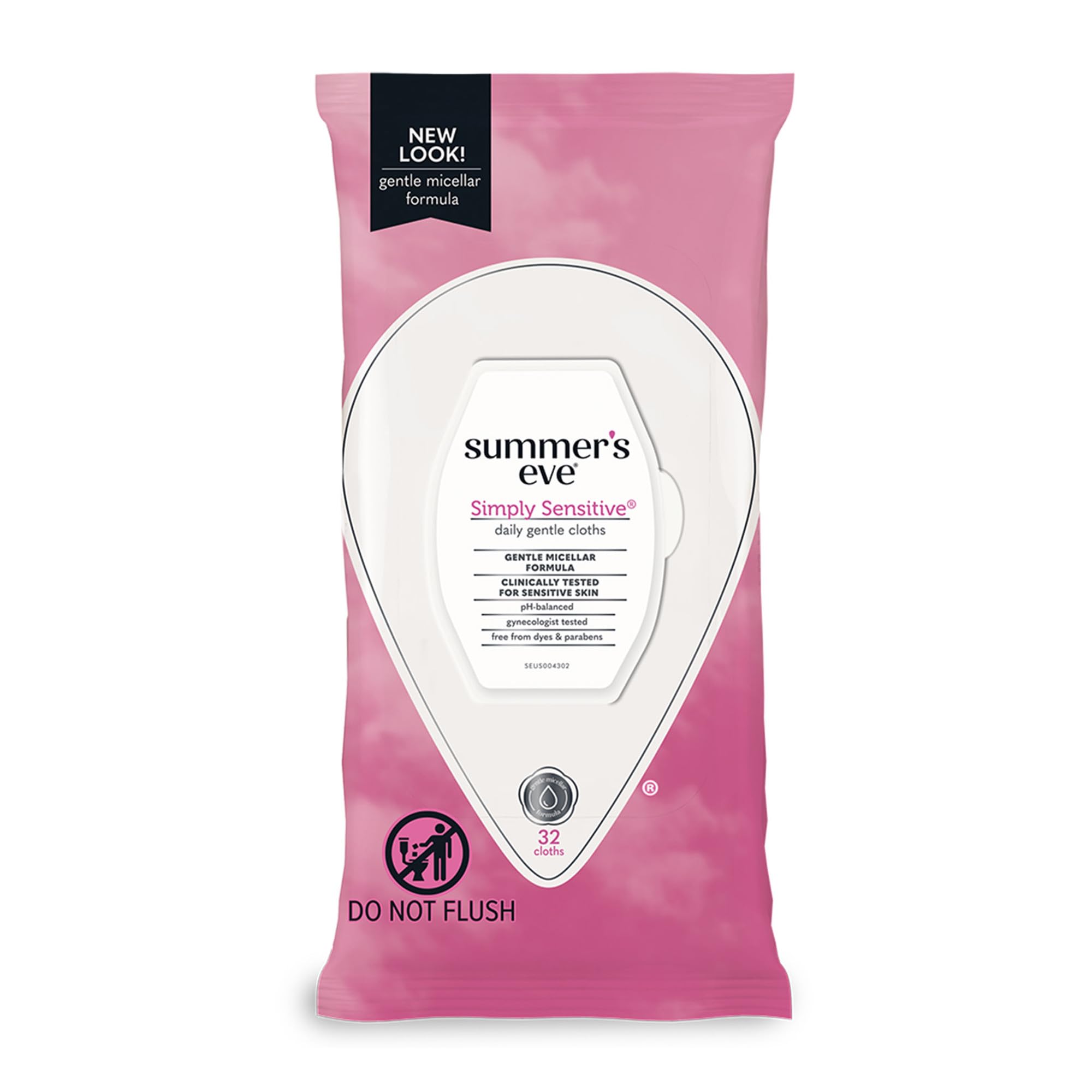 Summer's Eve Simply Sensitive Daily Gentle Feminine Wipes, Removes Odor, pH Balanced, 32 count