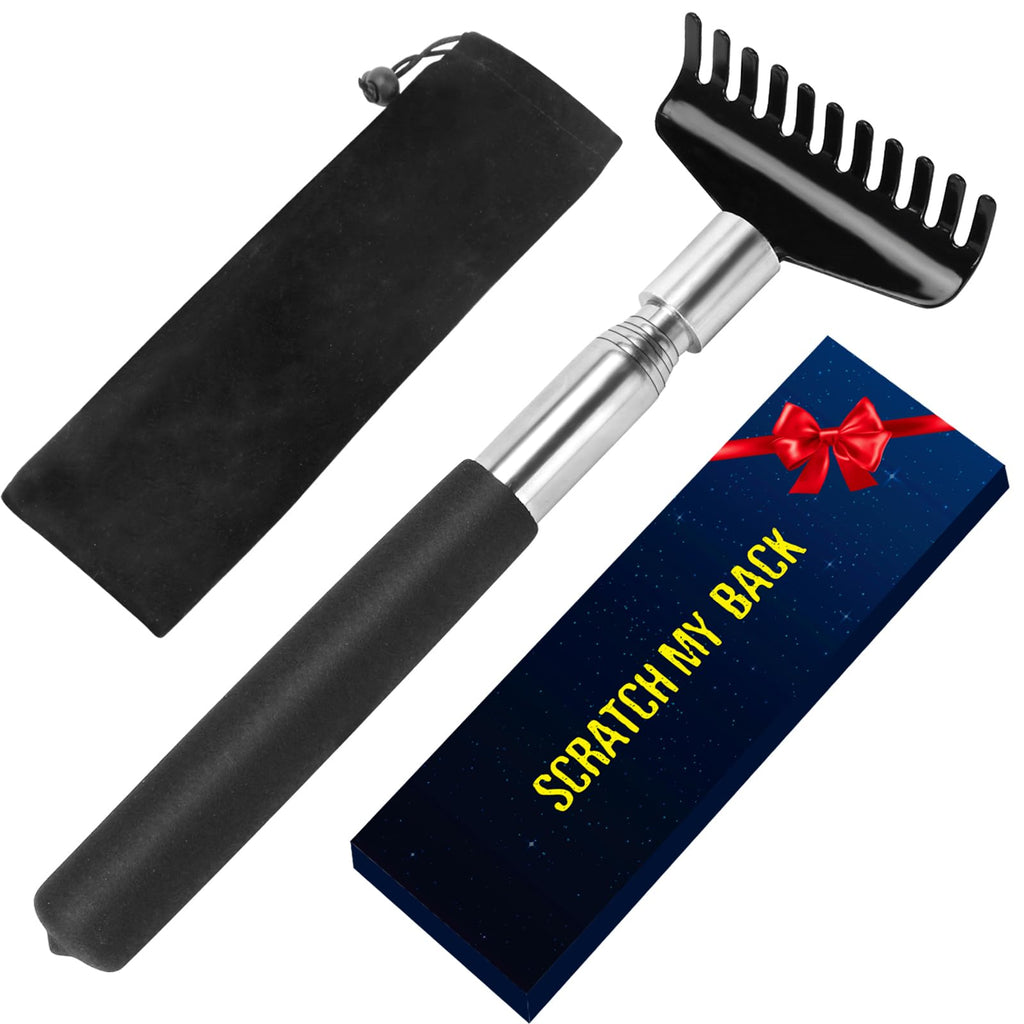 Oversized Portable Extendable Back Scratcher, Upgraded Metal Stainless Steel Telescoping Back Scratcher Tool with Canvas Carryin