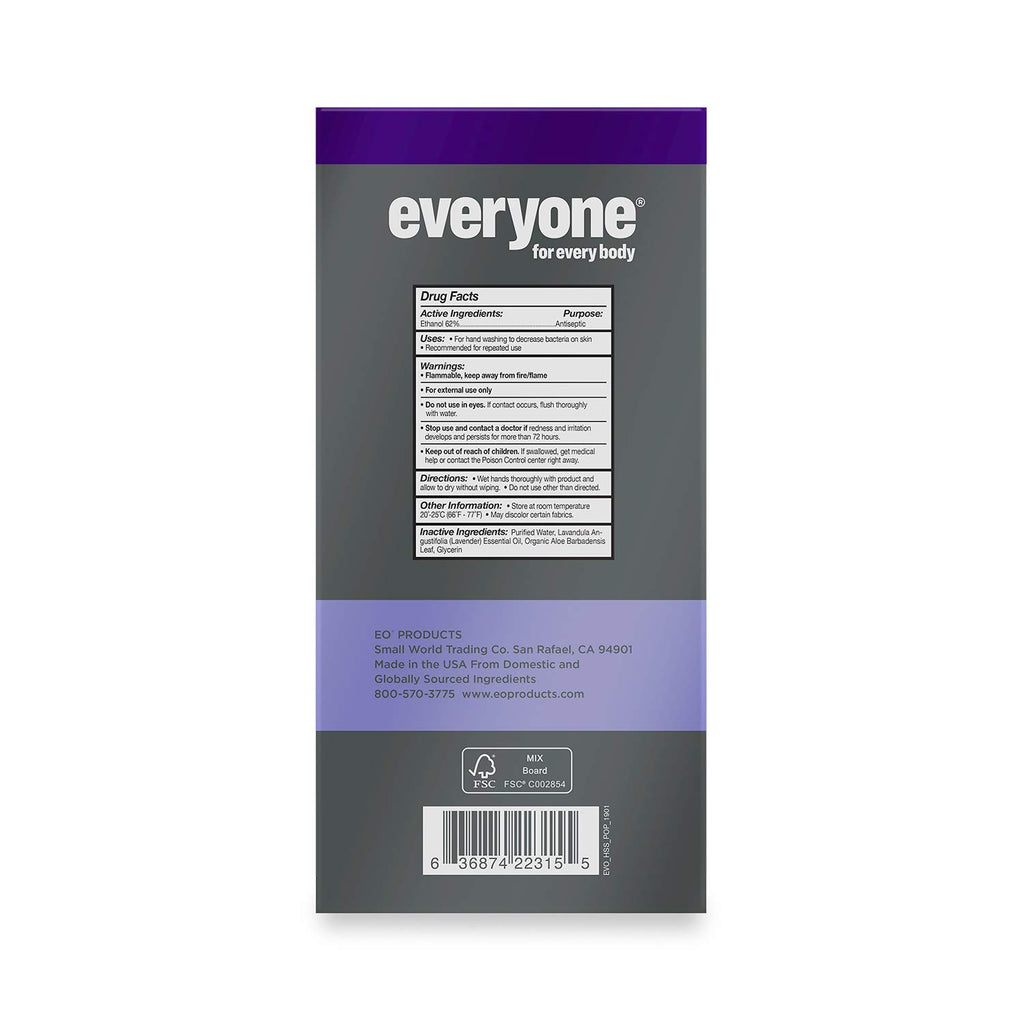 Everyone for Every Body Hand Sanitizer Spray, 2 Ounce, 6 Count Lavender and Aloe 12 Fl Oz