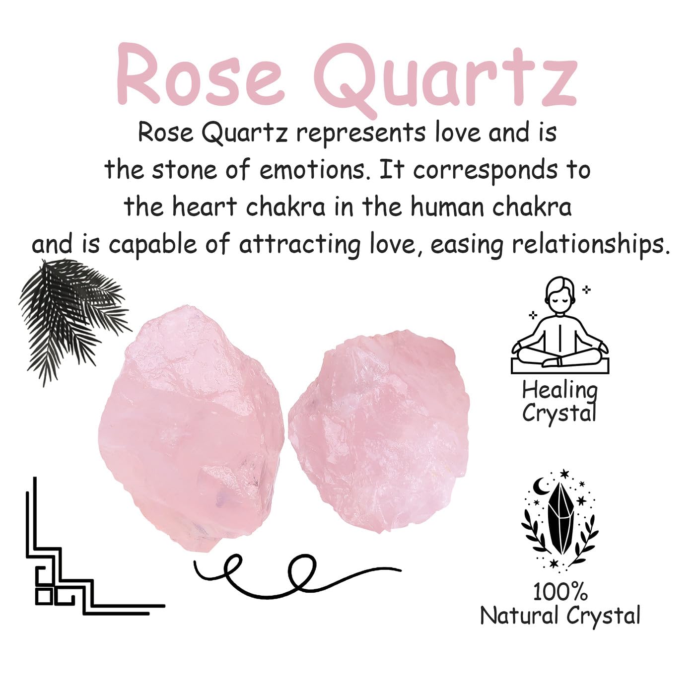 NUKAYAI 2Pcs Rose Quartz Crystals 1.8-2.2'' Large Raw Stones Rough Rocks Healing Crystal for Cabbing Polishing Decoration DIY Wi