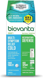 Biovanta Cold and Flu Relief Kit Plus Immune Support, Soothing Throat Spray, 10mL, 6 Plant-Based Aspirin Tablets, Multi-Symptom 