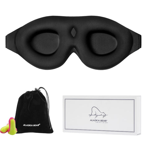 ALASKA BEAR Sleep Mask Memory Foam Contoured Eye Cups for Women and Men, Soft 3D Blackout Eye Mask for Sleeping No Pressure on E