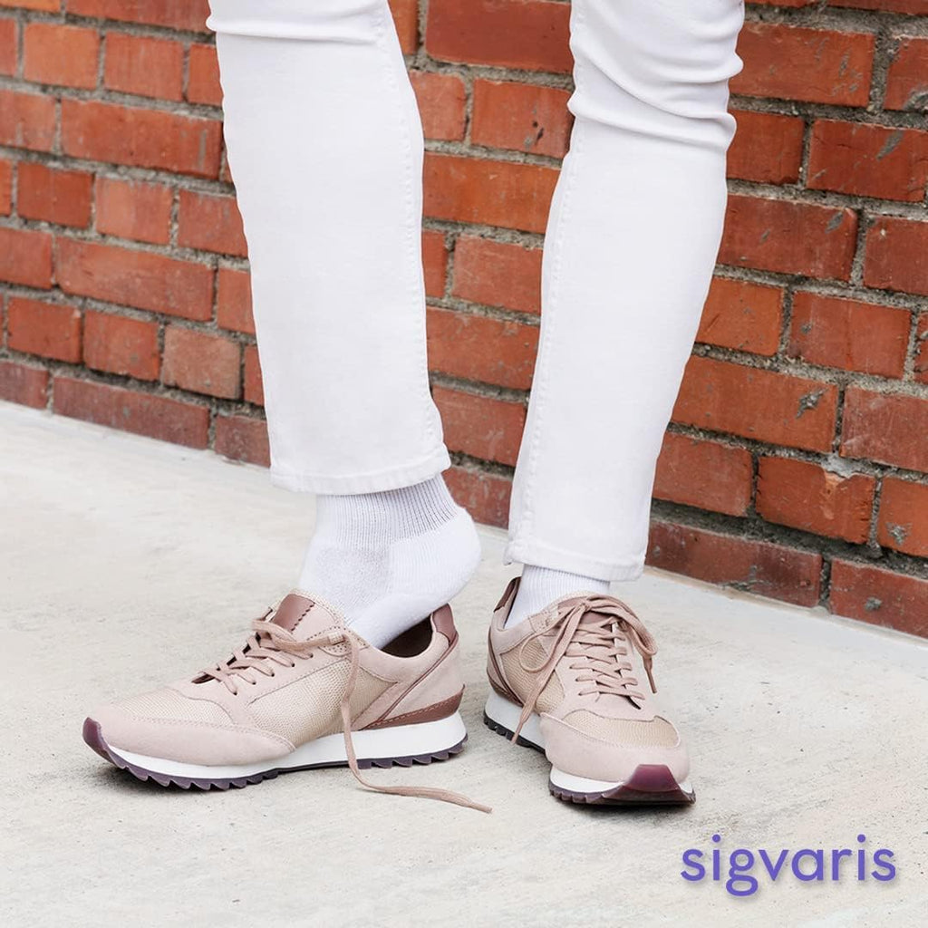 Sigvaris Mens Motion Cushioned Cotton 360 Closed Toe Calf-High Socks 20-30mmHg - White - Extra Large Long