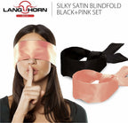 2 pcs Silk Satin Blindfold Eye Mask Sleep Mask Soft Satin Eye Cover Silk Sleeping mask Valentine Gift 155cm / 62    (Black+Pink)